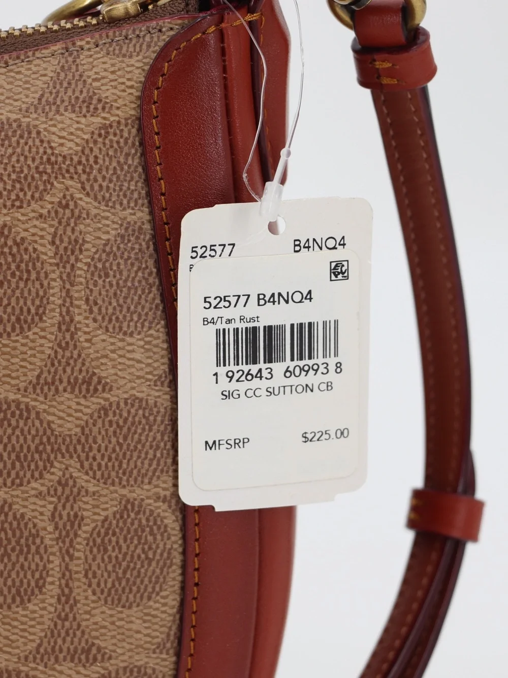 New Coach Signature Sutton Crossbody Shoulder Bag Tan Rust Authentic
